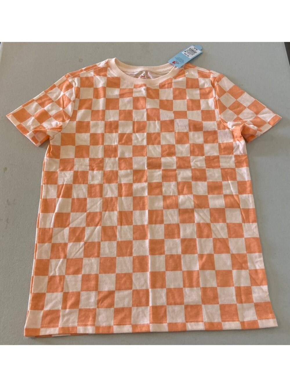 Cat & Jack T-Shirt Girls XL 14 Light Peach Check New Target